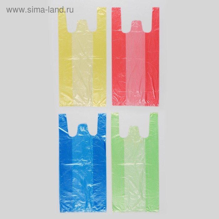 фото Пакет "4 цвета", полиэтиленовый, майка, цветная, 40х20 см, 8 мкм артпласт