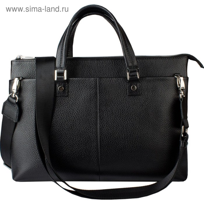 Деловая сумка, 36 х 6 х 26 см, натуральная кожа, цвет черный