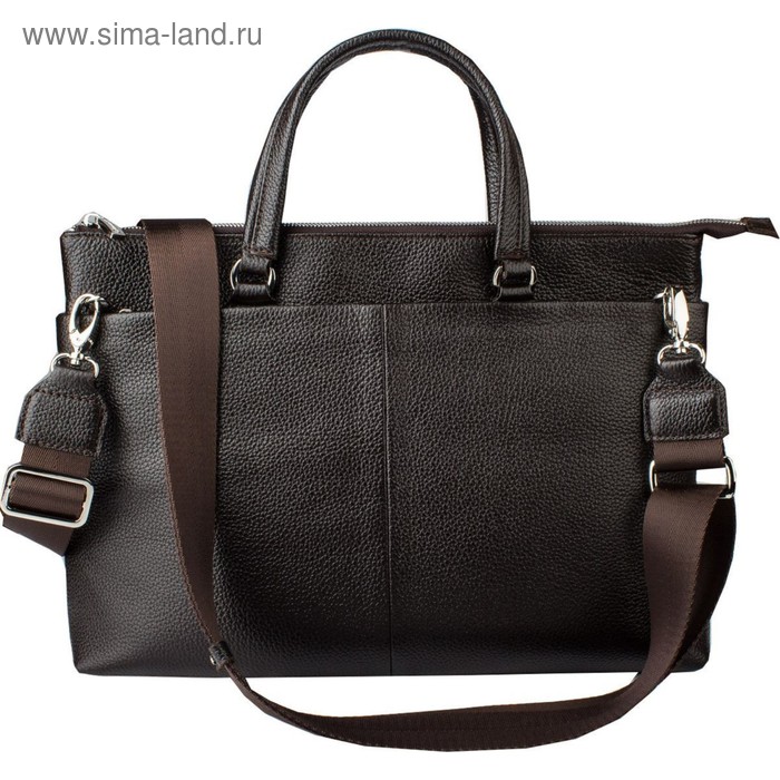 Деловая сумка, 36 х 6 х 26 см, натуральная кожа, цвет коричневый