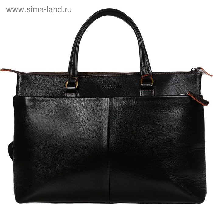 Деловая сумка, 36 х 6 х 26 см, натуральная кожа, цвет чёрный