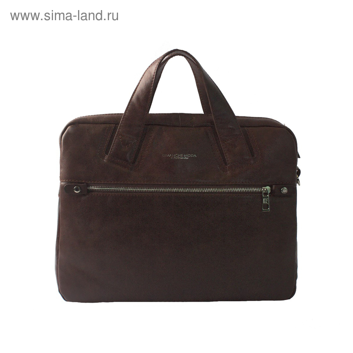 Деловая сумка, 37 х 8 х 28 см, натуральная кожа, цвет коричневый
