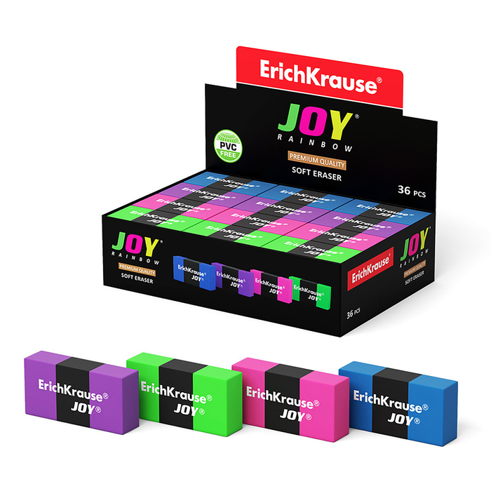 Ластик ErichKrause Joy Rainbow, мягкий, гипоаллергенный ластик erichkrause joy rainbow мягкий гипоаллергенный 36 шт
