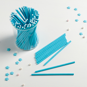 Палочки для кейкпопсов, 100 шт, 10×0,2 см, цвет синий Ош