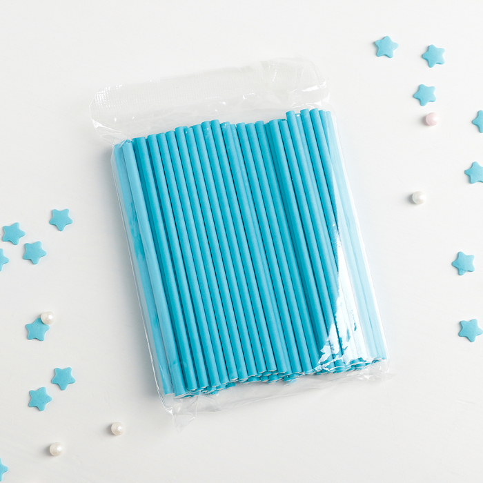 Палочки для кейкпопсов, 100 шт, 10×0,2 см, цвет синий