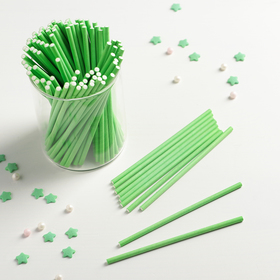 Палочки для кейкпопсов, 100 шт, 10×0,2 см, цвет зелёный