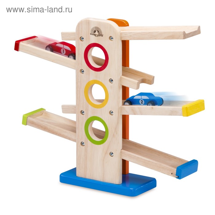 Транспорт Деревянная игрушка Wonderworld, со съезжающими машинками