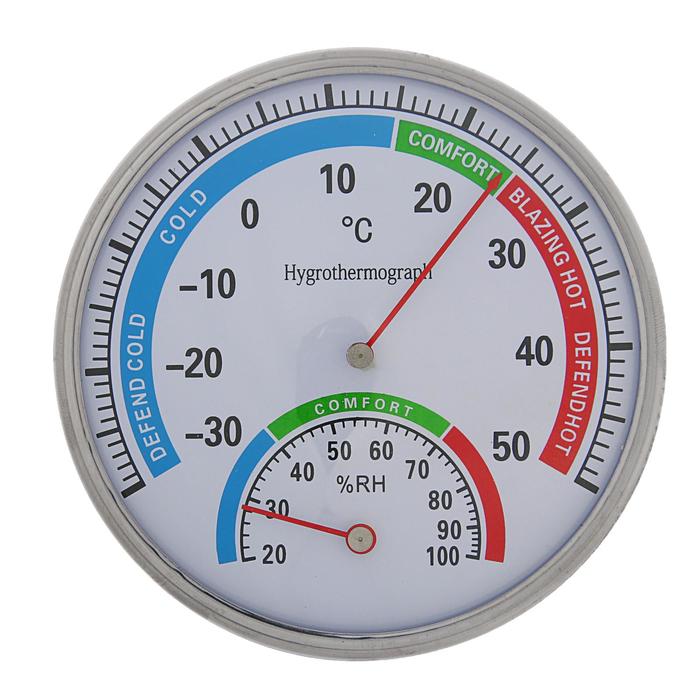 Термометр уличный, механический, гигрометр, круглый, металл термометр уличный гигрометр белый 144108