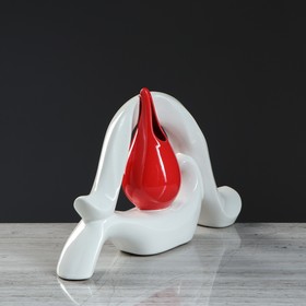 

Ваза керамика настольная "Эваска", белый, красный цвет, 19 см