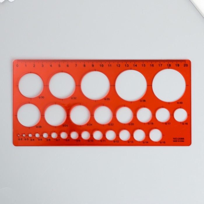 Линейка для квиллинга "Круги разных диаметров" пластик МИКС 20х10 см