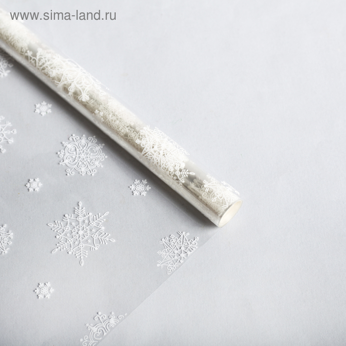 Плёнка глянцевая «Снежинки», белая, 1 × 5.2 м цена и фото