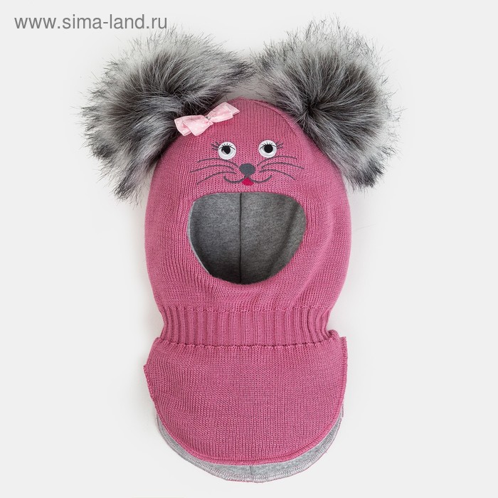 фото Шлем-капор для девочки, цвет розовый, размер 48-50 мегашапка