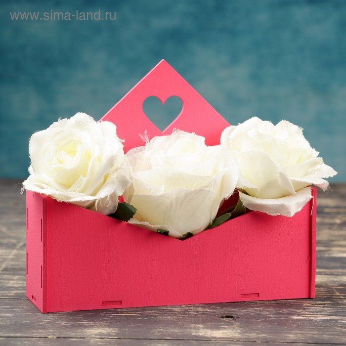 Кашпо деревянное 21×6×18 см Конверт Доброе Сердце, розовый Дарим Красиво кашпо деревянное 18×6×20 см конверт радель дуновение розовый дарим красиво