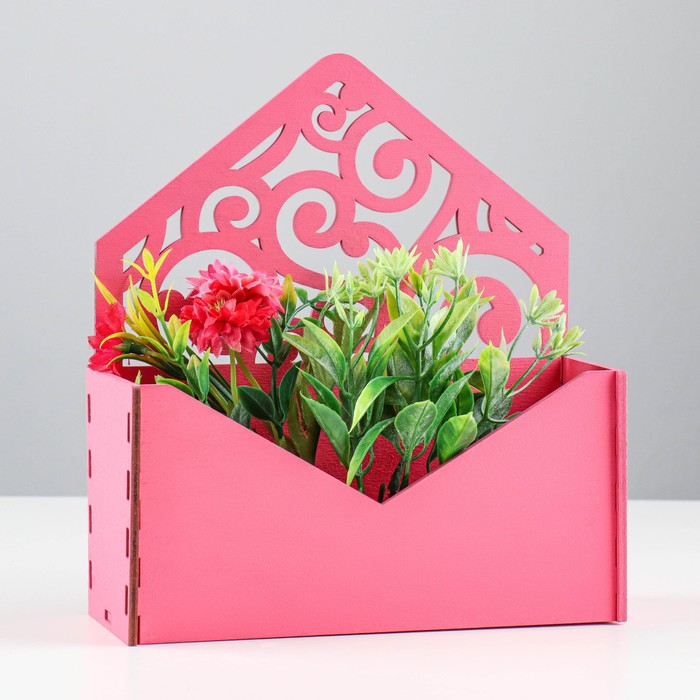 Кашпо деревянное 18×6×20 см Конверт Радель Дуновение, розовый Дарим Красиво кашпо деревянное 18×6×20 см конверт радель дуновение розовый дарим красиво