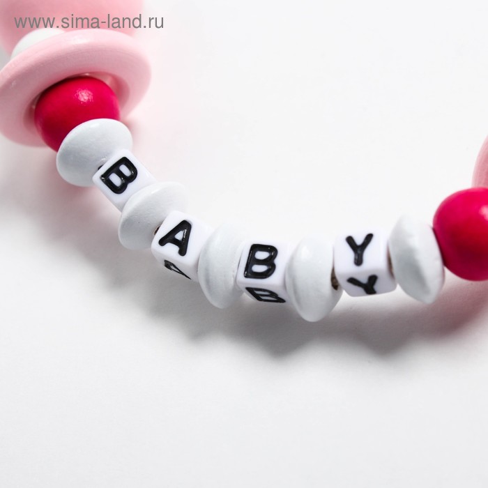 фото Держатель для соски - пустышки «мишка», деревянный, цвет розовый mum&baby