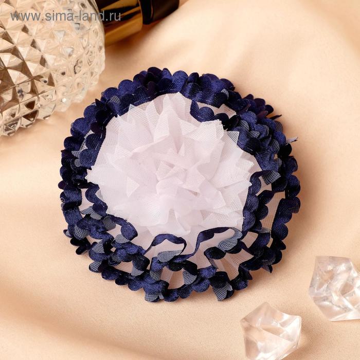 фото Резинка для волос "синий кантик" 8 см пышный, белый