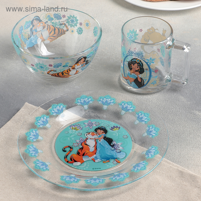 Набор посуды детский «Жасмин», 3 предмета: кружка 250 мл, салатник d=12,7 см, тарелка d=19,6 см