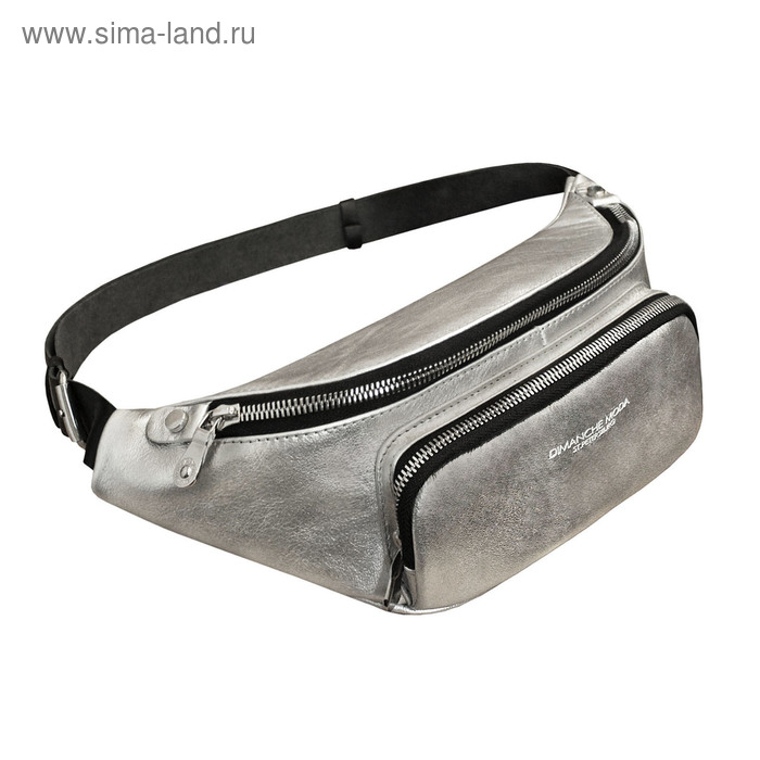 Поясная сумка, отдел на молнии, регулируемый ремень, цвет серебро