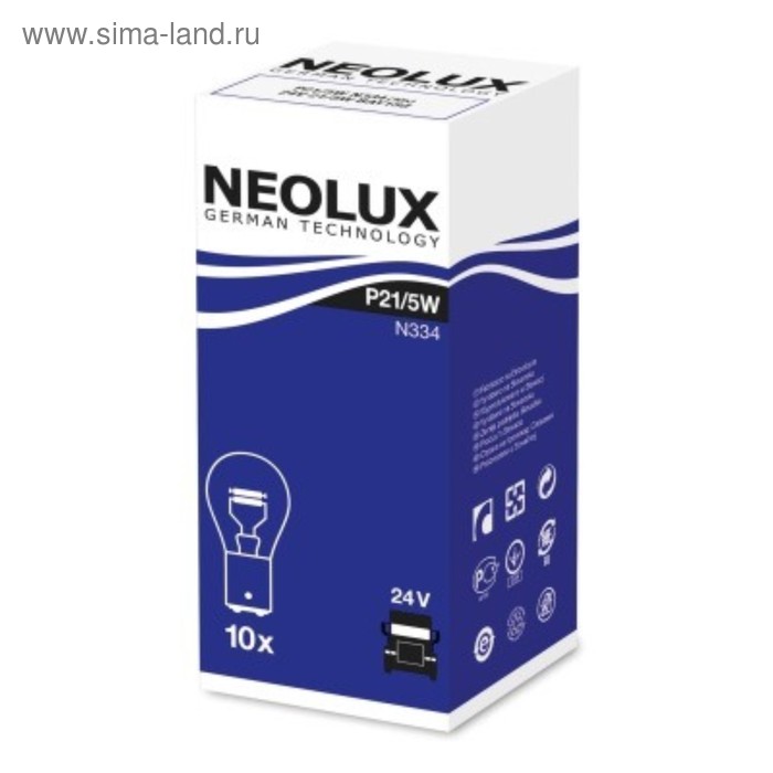 Лампа автомобильная NEOLUX N334 P21/5W 24V BAZ15D