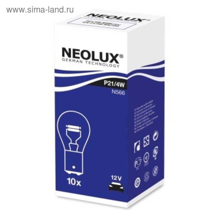 Лампа автомобильная NEOLUX N566 P21/4W 12V BAZ15D, 1шт