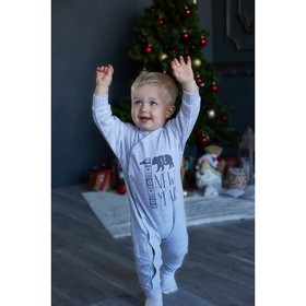 

Комбинезон Крошка Я "Little bear. 1st New Year", серый, р.26, рост 74-80