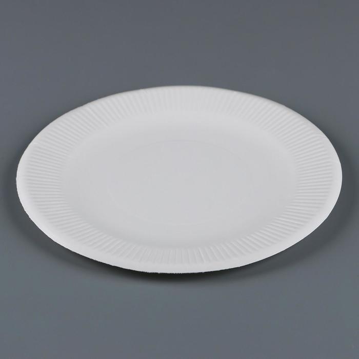 Тарелка одноразовая Белая мелованная, картон, 19 см