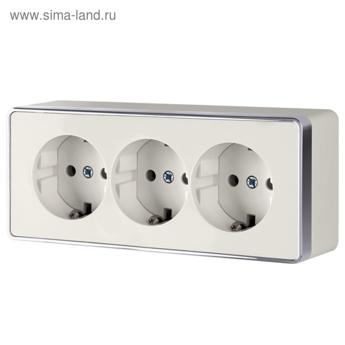 

Розетка тройная с заземлением и шторками WL15-02-05-ivory, цвет слоновая кость