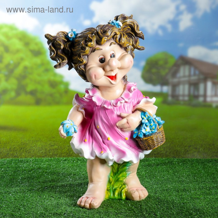Садовая фигура Девочка с корзиной цветов 32х25х8см