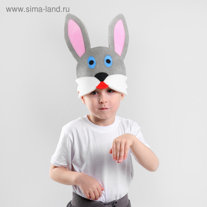 фото Карнавальная маска "заяц" на резинке, поролон, цвет серый страна карнавалия