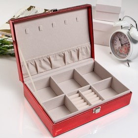 

Шкатулка кожзам для украшений "Голография с блеском" красная 7,2х24,5х17,5 см