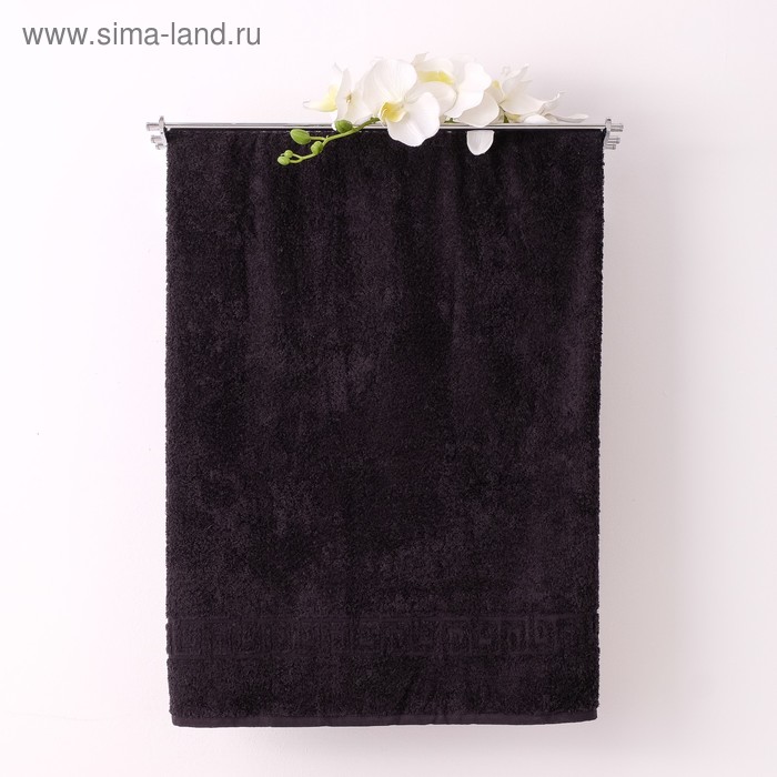 фото Полотенце махровое однотонное антей 50х90 см, черный, 100% хлопок, 430 гр/м2