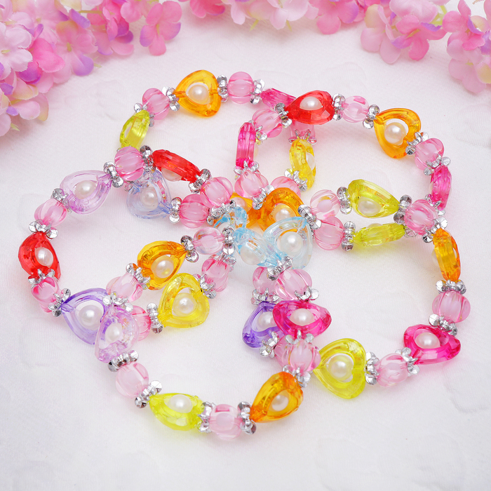 Браслет детский "Выбражулька", сердечки, цветной