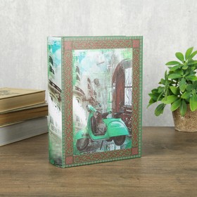 Шкатулка-книга дерево кожзам 'Зелёный мопед' 23х17х6 см Ош