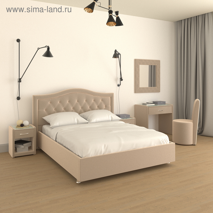 фото Кровать «ротонда» без пм, 160 × 200 см, ортопедическое основание, цвет star velvet 7 beige архитектория
