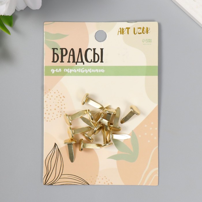 фото Брадсы для творчества металл "золотые" набор 15 шт 1,5 см 15,5х8,8х2 см арт узор