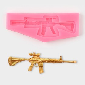 Молд силиконовый «Пистолет-пулемёт», 13,2×5,3 см, цвет МИКС Ош