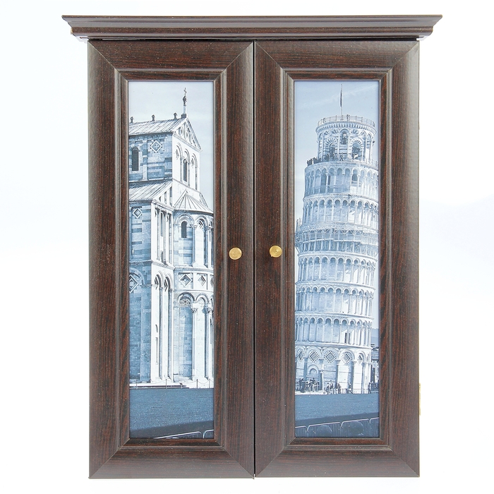 Ключница с двумя створками "Пизанская башня" венге