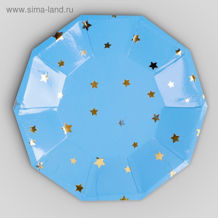фото Тарелка бумажная «звёздочки», набор 6 шт., цвет синий страна карнавалия