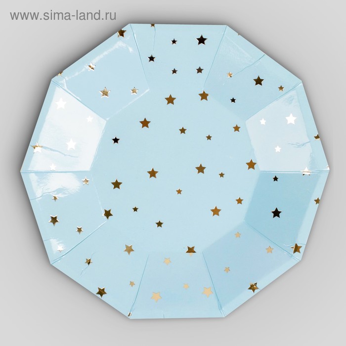 фото Тарелка бумажная «звёздочки», набор 6 шт., цвет голубой страна карнавалия