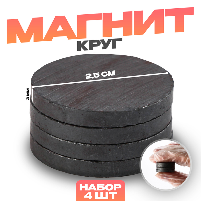 

Магнит «Круг» набор 4 шт., размер 1 шт. — 2,5 см