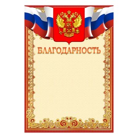 

Благодарность "Универсальная" символика РФ, красная рамка