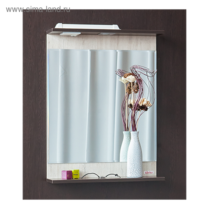Зеркало Sanflor «Толедо 60», цвет венге/орегон тумба с раковиной венге орегон 60 см sanflor толедо c0000001817 4620008196114