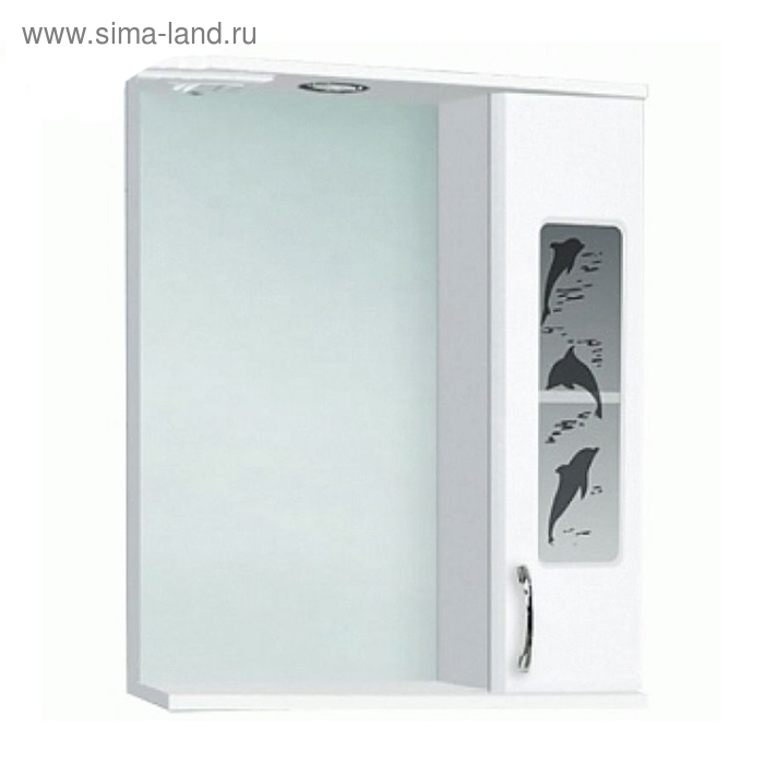 фото Шкаф-зеркало панда 500 дельфин свет, правый, белый арт.10855 vako