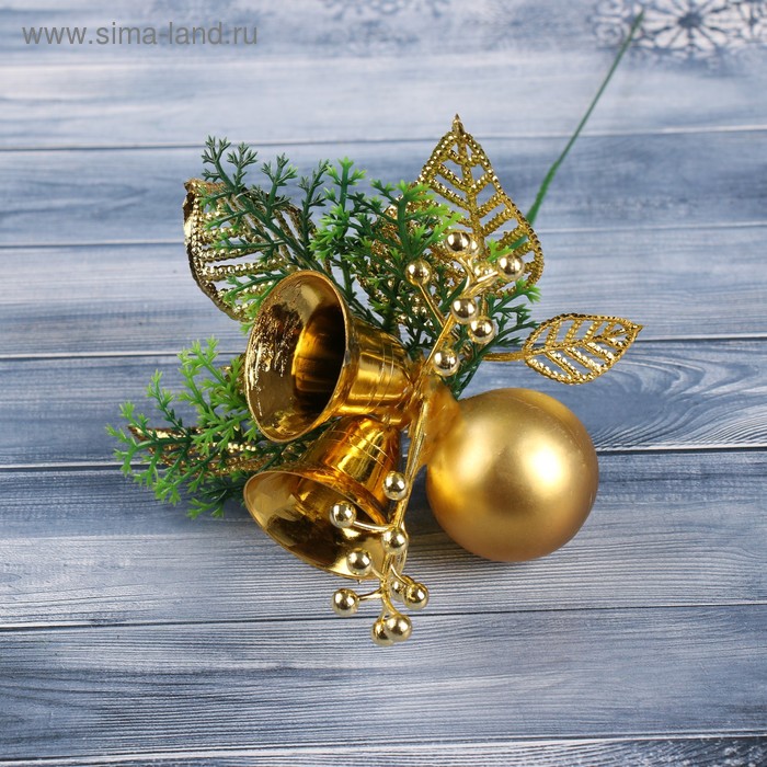 фото Декор "зимняя сказка" шарик колокольчик 15 см, золото зимнее волшебство