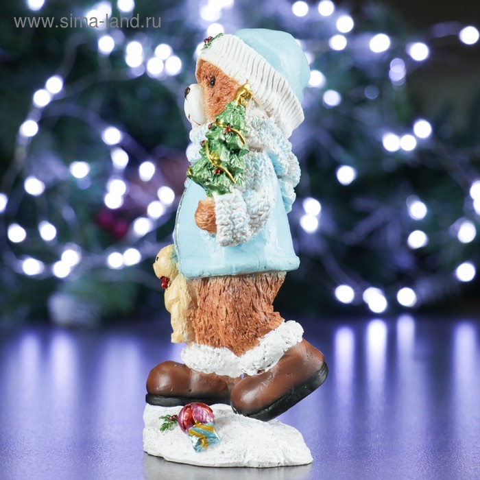 

Фигура "Мишка с елочкой" голубой 8х7х16см