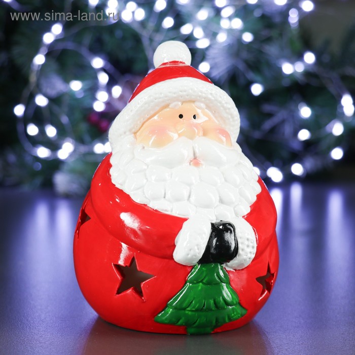 Фигура с подсветкой Дед Мороз с елкой 15х14х16см