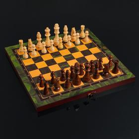 Настольная игра 3 в 1 'Малахит':  шахматы, шашки, нарды (доска дерево 40х40 см) Ош