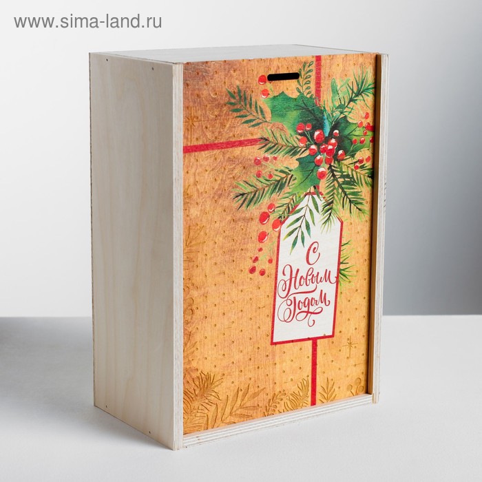 фото Ящик подарочный деревянный «счастья в новом году», 20 × 30 × 12 см дарите счастье