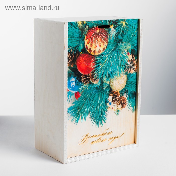 Ящик подарочный деревянный «Волшебного Нового года», 20 × 30 × 12 см