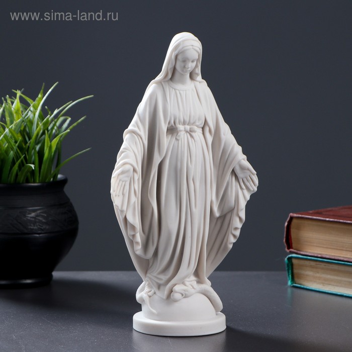 статуэтка фортуна 19см бронза мраморная крошка Статуэтка Дева Мария 23х12см, белая / мраморная крошка