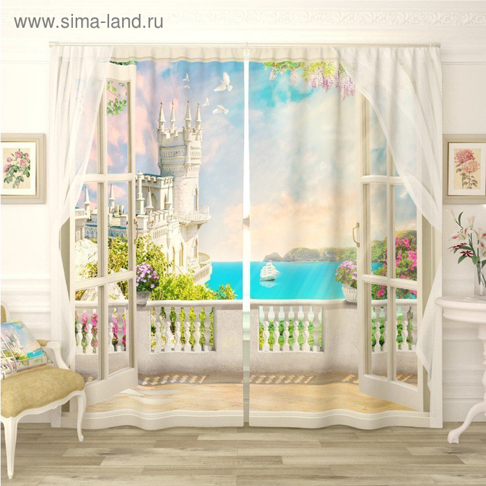 

Фотошторы «Залив из балкона замка», размер 145 х 260 см, габардин